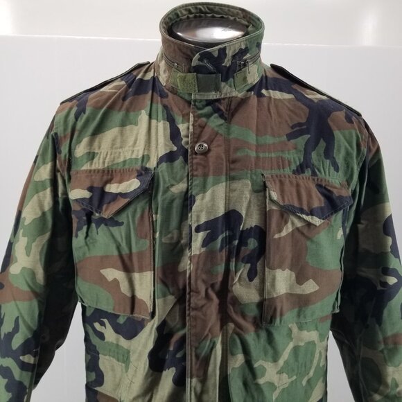 VTG US Army M65 Jacket Mens Woodland Camo Cold Weather Field Liner Coat Sz M - Picture 3 of 12